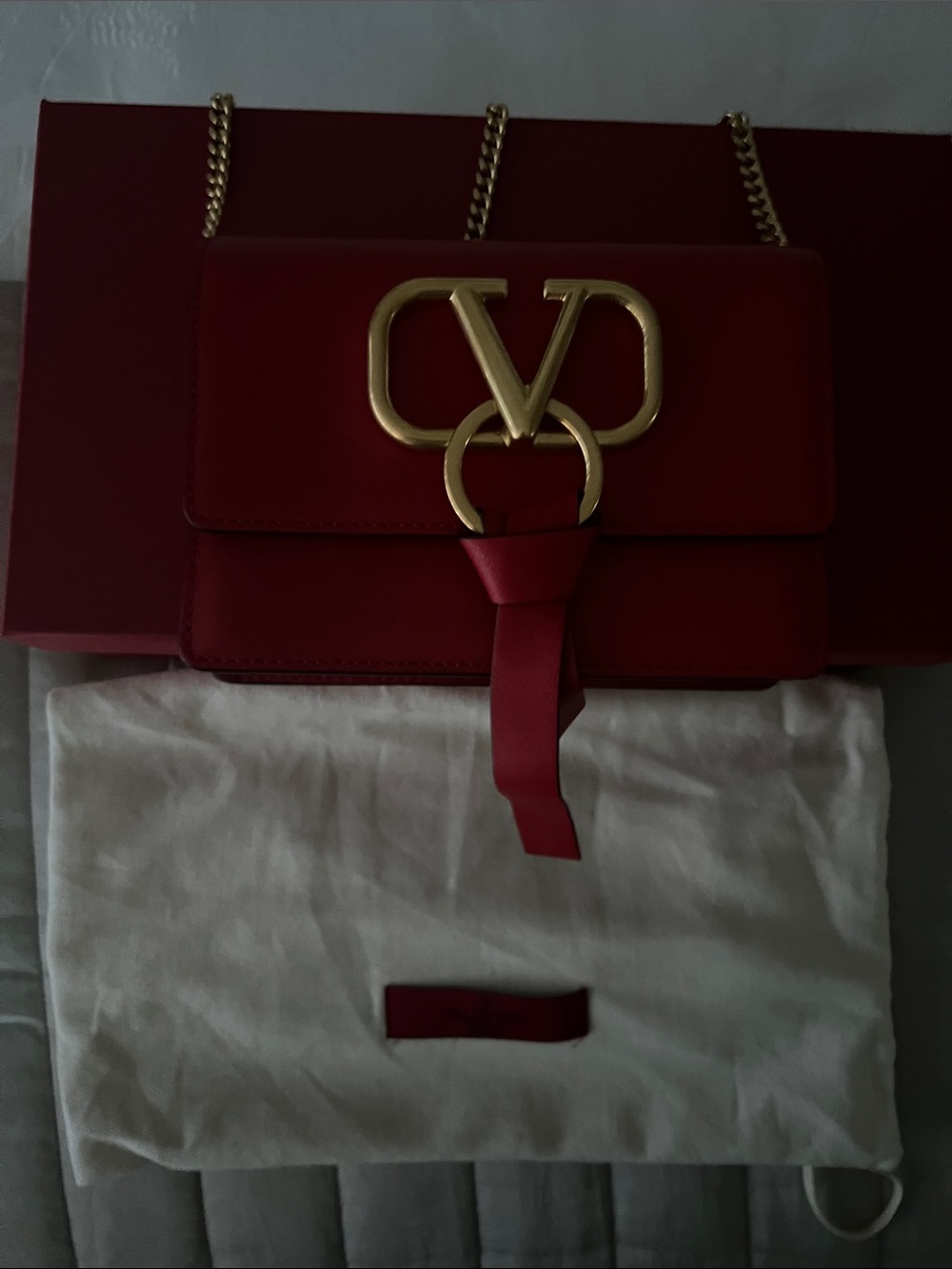 Valentino Red Mini VLogo Shoulder Bag with Gold Hardware - Picture 12 of 16
